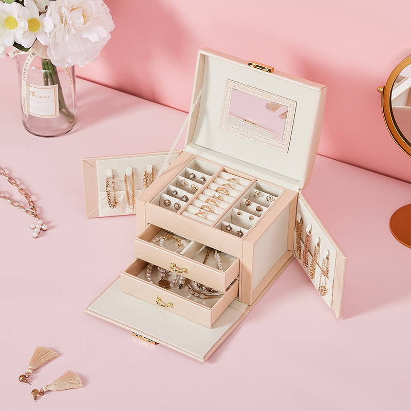 Sheonly Multi-Function Faux Leather Jewellery Storage Box with Drawers