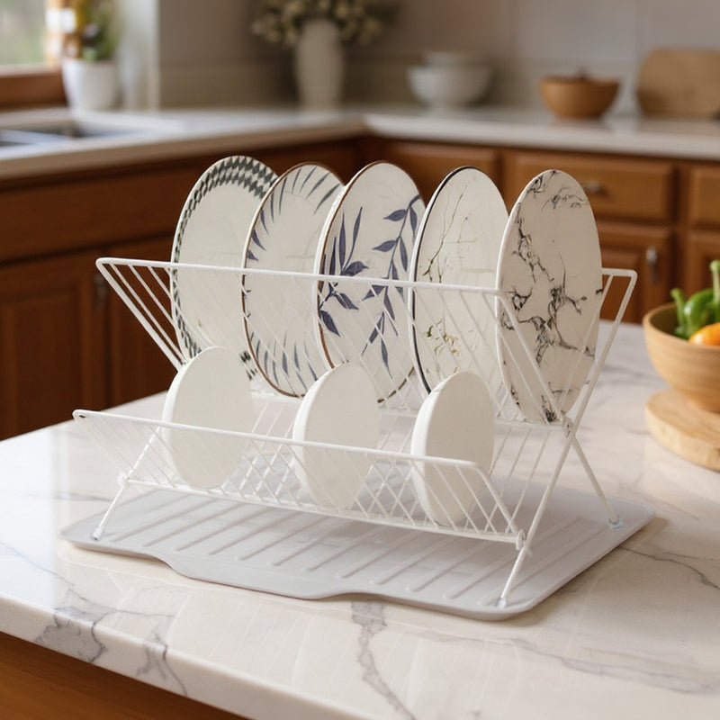 Lifeideas 2-Tier Foldable Countertop Dish Drying Rack with Drip Tray
