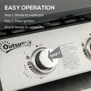Outsunny Portable Gas Plancha BBQ Grill with 3 Burners, Non-Stick Griddle, Lid