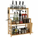 Lifeideas 3-Tier Freestanding Bamboo Spice Rack Storage Organizer with Knife Holder for Kitchen