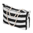 Modishion Black Stripe Waterproof Large Tote Handbag for Beach