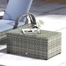 Outsunny Outdoor Coffee Table, Glass Top Rattan Side Table