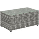 Outsunny Outdoor Coffee Table, Glass Top Rattan Side Table