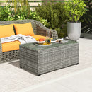 Outsunny Outdoor Coffee Table, Glass Top Rattan Side Table