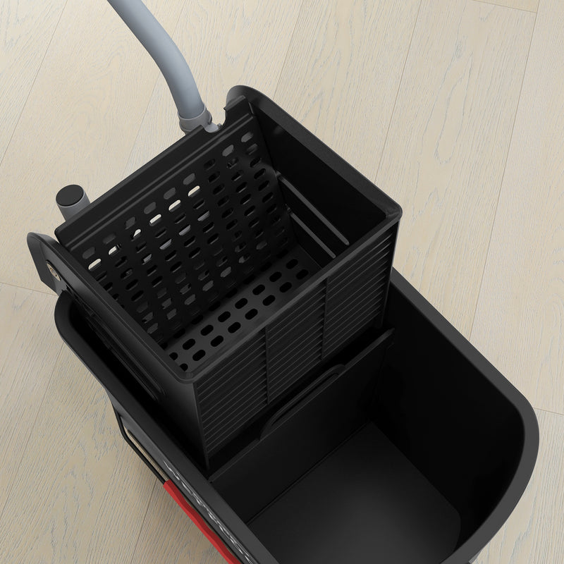 HOMCOM 20L Mop Bucket with Wringer Handle on Wheels for Floor Cleaning