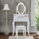 Livingandhome 4 Drawers Dressing Table with Lighted Mirror & Stool Set