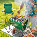 Outsunny Charcoal BBQ Grill Portable with Tilting Grate Dark Green