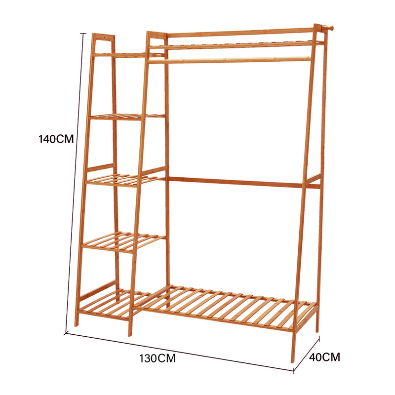 Livingandhome Bamboo Bedroom Garment Clothes Rack