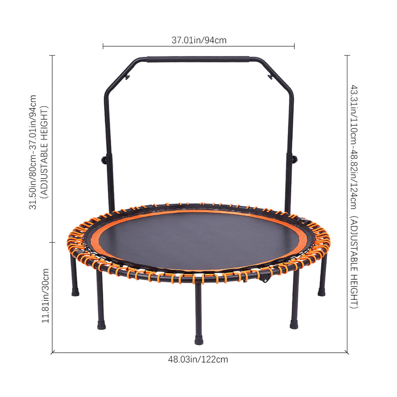 Lifeideas 48in Bungee Cords Foldable Round Trampoline with Adjustable U-Handle Bar
