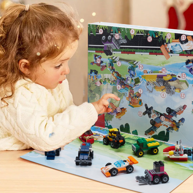 Kidkid Christmas Advent Calendar Car Dinosaur Building Blocks Toy Set