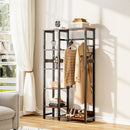 Livingandhome Rustic Brown Clothes Rack with Storage Shelves