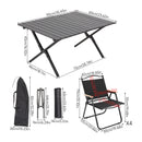 Breeins 90cm/120cm Portable Folding Camping Table with 4 Chairs