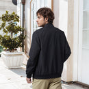 Outdoor Zip-up Windproof Lightweight Bomber Jacket Casual Varsity Outerwear - Black