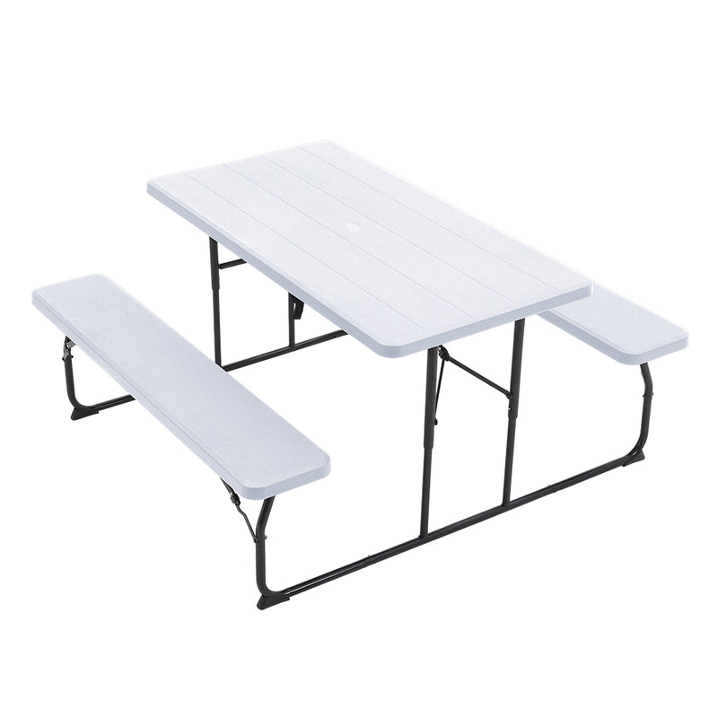 Breeins Foldable Picnic Table and Bench Set with Parasol Hole