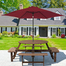 8-Person Round Wood Picnic Table and Bench Set