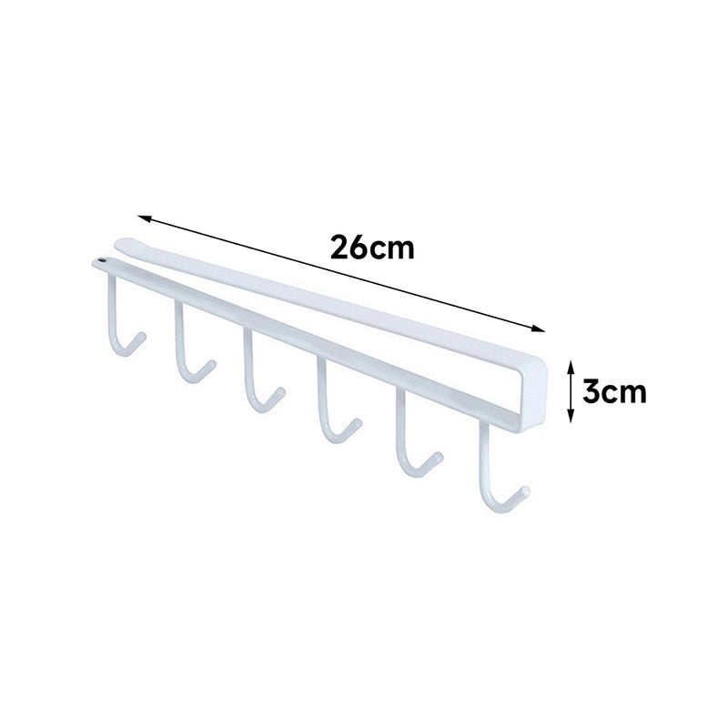 Lifeideas Cups Storage 6 Hooks Kitchen Utensil Hanging Hook Rack Holder Under Cabinet Closet