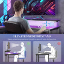HOMCOM L Shaped Desk With LED Lights Reversible Corner Gaming Desk With Storage