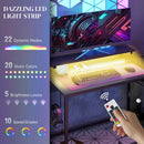 HOMCOM L Shaped Desk With LED Lights Reversible Corner Gaming Desk With Storage