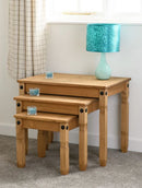 CORONA NEST OF TABLES - DISTRESSED WAXED PINE