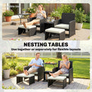 Outsunny 6 Piece Rattan Garden Furniture Set with Nesting Tables, Black