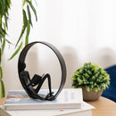 Lifeideas Desktop Metal Statue Reading Men in Circle Ornament Figurines