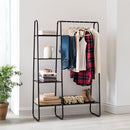 Lifeideas Metal Freestanding Garment Rack in Black with 1 Hanging Rod and 4 Shelves