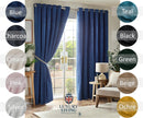 Chenille Blackout Taped Curtains Blue