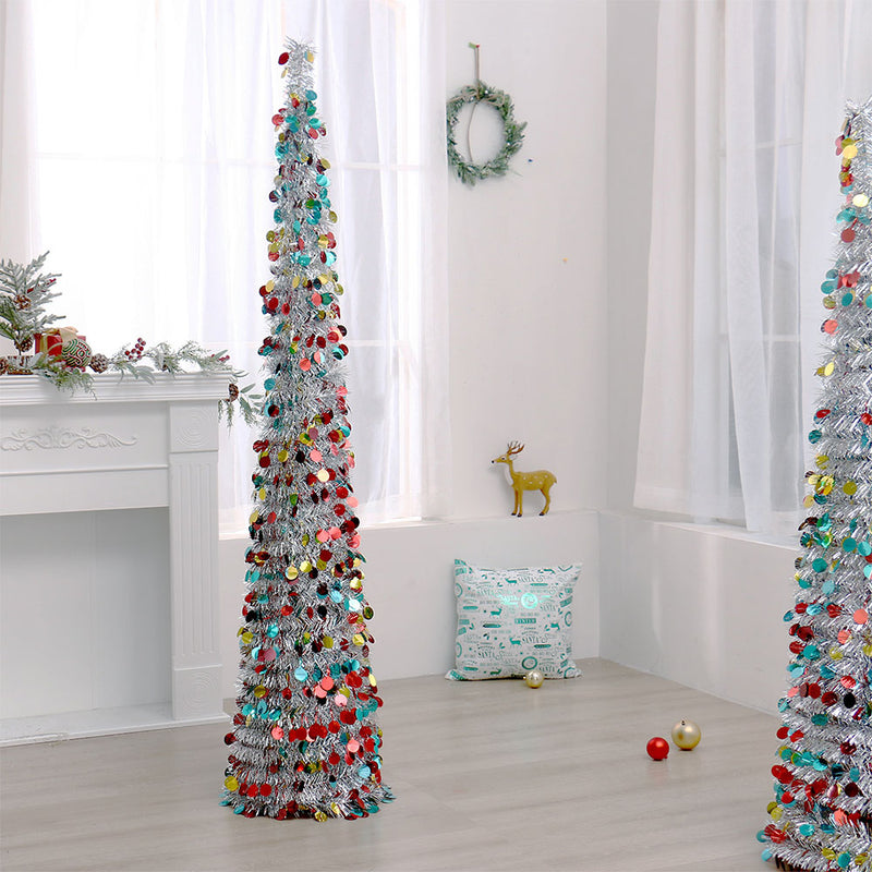 Lifeideas 150cm Multi-Colour Tinsel Christmas Tree