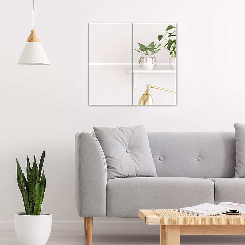 Livingandhome 4pcs Acrylic Adhesive Wall Mirror Tiles