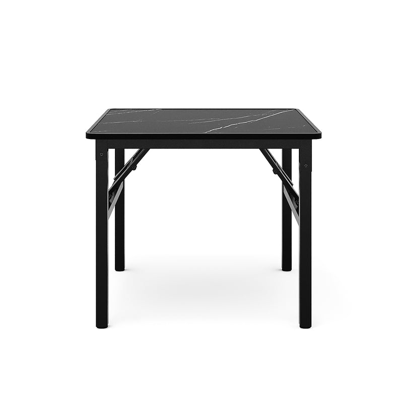 Livingandhome Square 60cm Folding Coffee Table with Marble Effect Top