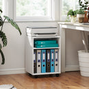 HOMCOM 2-Tier Printer Stand with Storage and Wheels, White