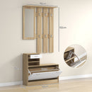 HOMCOM Hallway Furniture Set With Shoe Cabinet, Coat Rack And Mirror