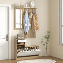 HOMCOM Hallway Furniture Set With Shoe Cabinet, Coat Rack And Mirror