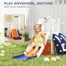 AIYAPLAY 5 In 1 Toddler Slide Set With Basketball Hoop For Age 1-3, Orange