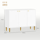 HOMCOM Sideboard Storage Cabinet with 3 Carved Line Doors and 5 Legs White