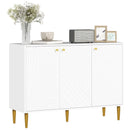 HOMCOM Sideboard Storage Cabinet with 3 Carved Line Doors and 5 Legs White