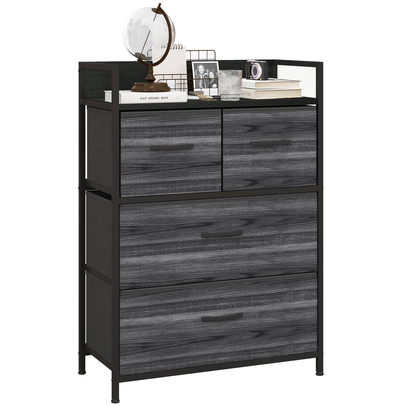 HOMCOM Bedroom Chest of Drawers 4 Drawer Dresser w/ Shelf