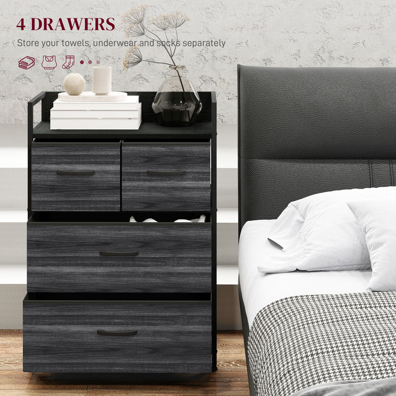 HOMCOM Bedroom Chest of Drawers 4 Drawer Dresser w/ Shelf