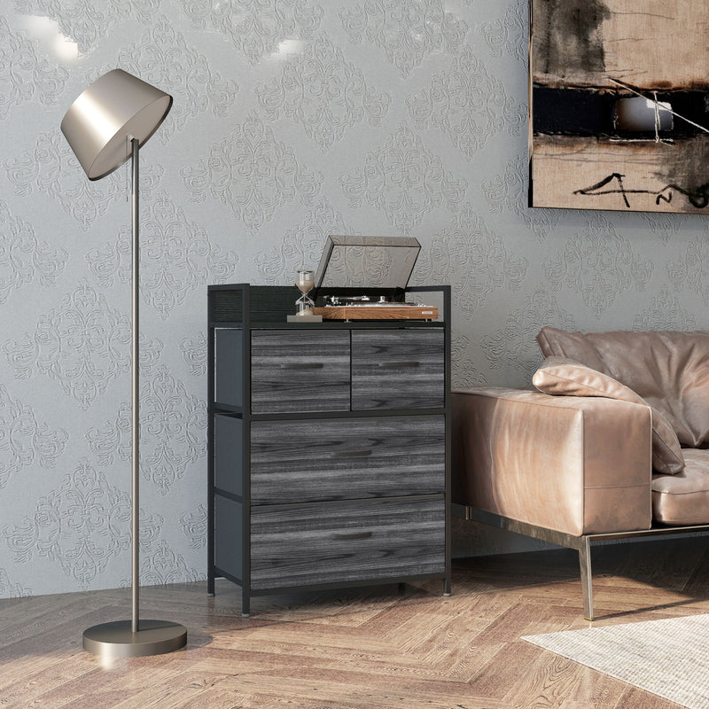 HOMCOM Bedroom Chest of Drawers 4 Drawer Dresser w/ Shelf