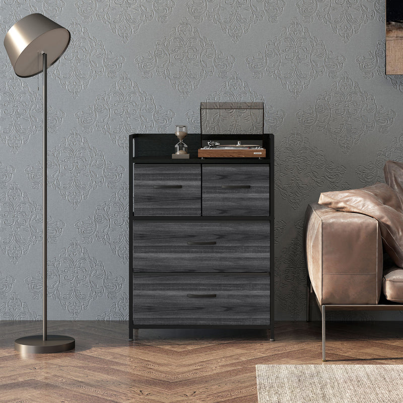 HOMCOM Bedroom Chest of Drawers 4 Drawer Dresser w/ Shelf