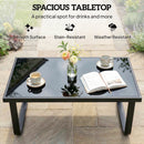 Outsunny Garden Coffee Table Outdoor Side Table with Glass Top Black