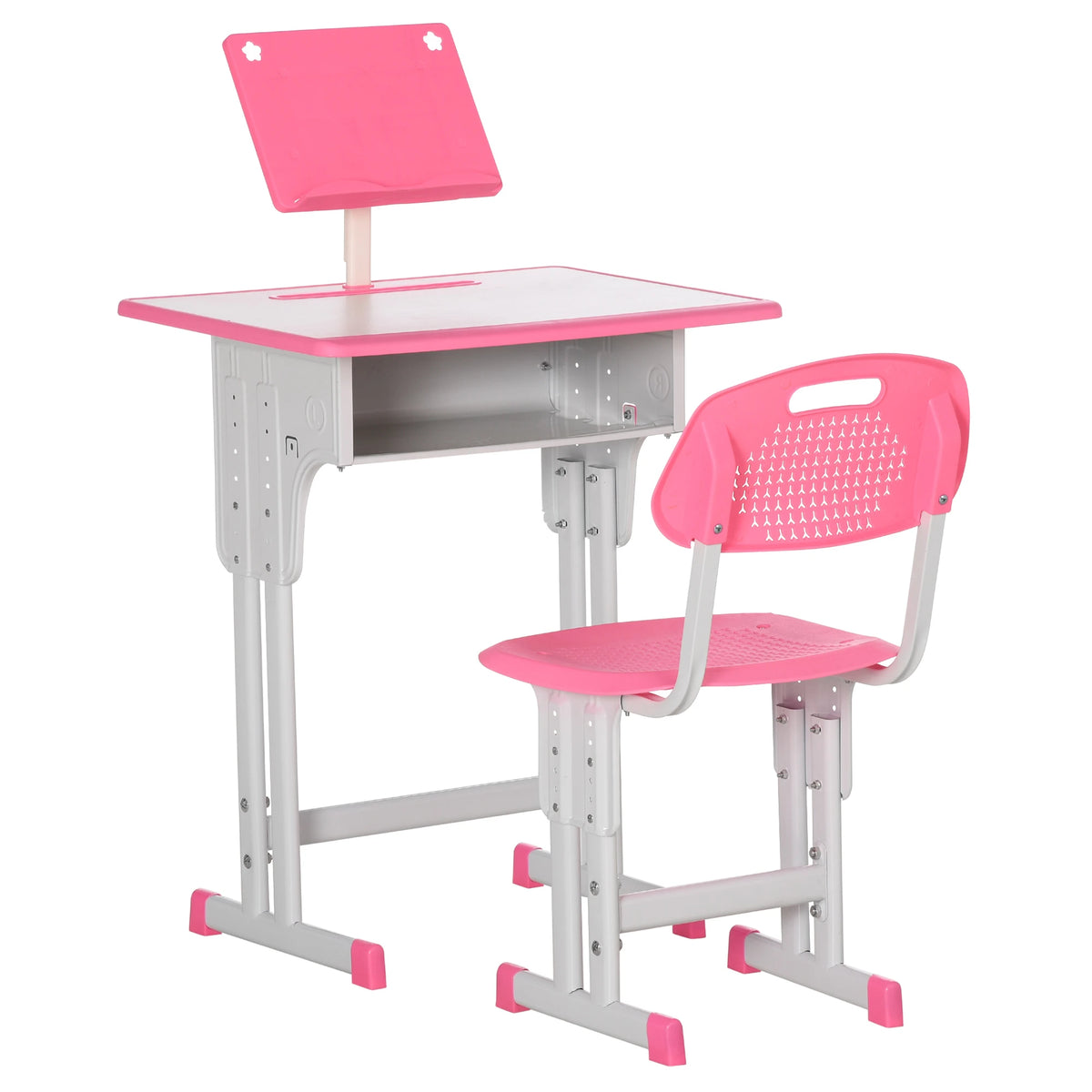 HOMCOM Kids Adjustable Desk and Chair Set Pink