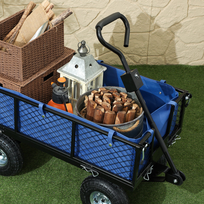 Outsunny Garden Cart With Removable Liner, Quick-Release Sides