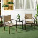 Outsunny 2 PCs Dining Chairs, Stackable Design Aluminium Outdoor Armchairs Khaki