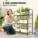 Outsunny 3-Tier Metal Plant Stand, Ladder Shelf Potted Plants Display