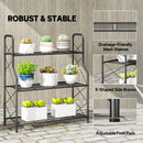 Outsunny 3-Tier Metal Plant Stand, Ladder Shelf Potted Plants Display