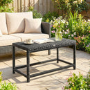 Outsunny Outdoor Coffee Table, PE Rattan Side Table W/ Plastic Board, Black