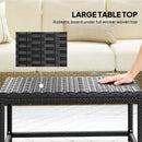 Outsunny Outdoor Coffee Table, PE Rattan Side Table W/ Plastic Board, Black