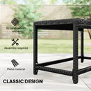 Outsunny Outdoor Coffee Table, PE Rattan Side Table W/ Plastic Board, Black