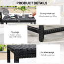 Outsunny Outdoor Coffee Table, PE Rattan Side Table W/ Plastic Board, Black